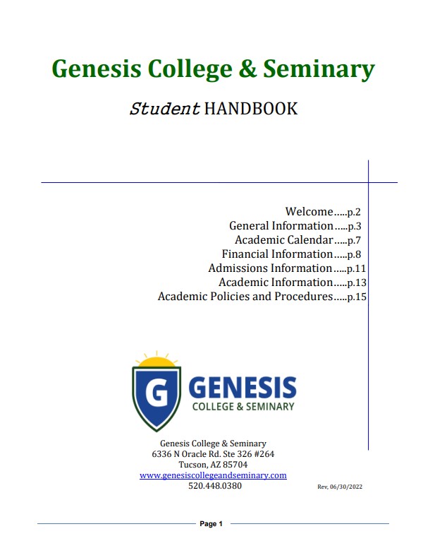 student handbook cover